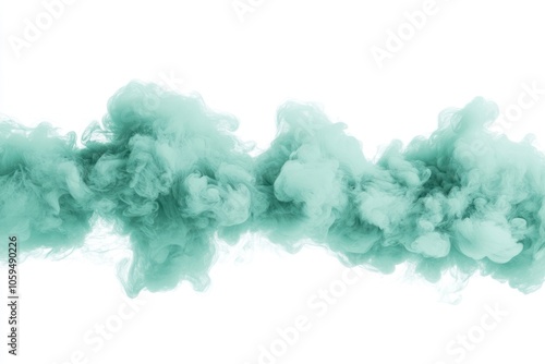 ethereal light green smoke cloud isolated on white background
