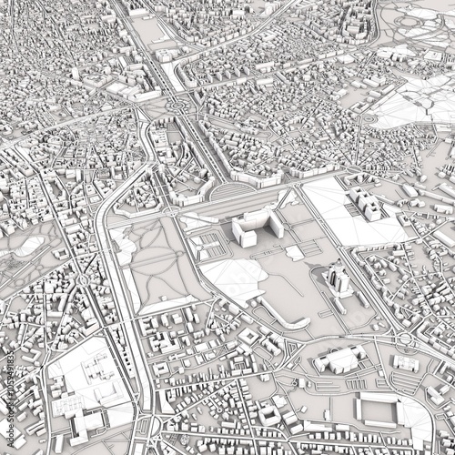 Bucharest City Romania Map, 3D Rendering