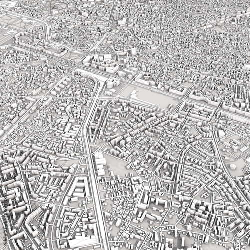 Bucharest City Romania Map, 3D Rendering