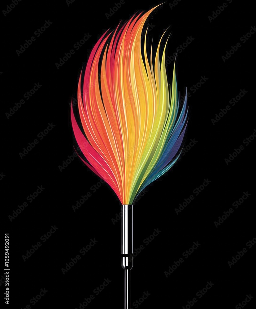 Obraz premium Colorful abstract design resembling a vibrant flame on a black background.