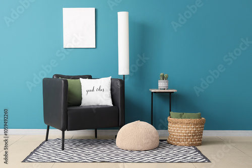 Stylish black armchair with...