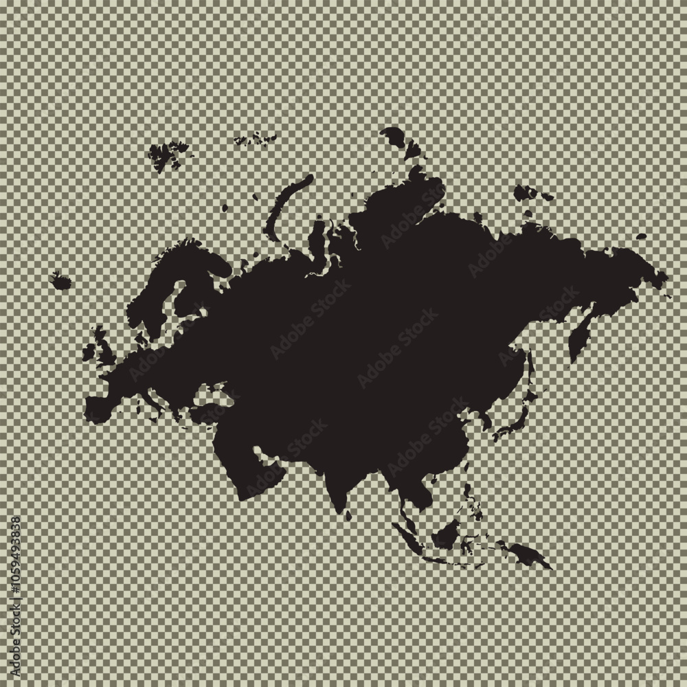 Obraz premium Map of Eurasia, sign silhouette. World Map Globe. Vector Illustration isolated on transparent background. Europe and Asia continent