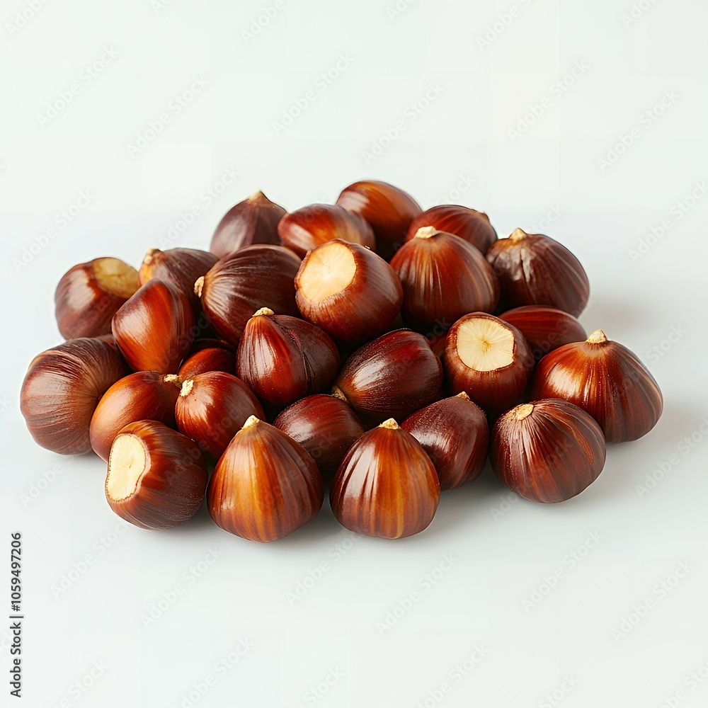 Obraz premium A pile of fresh chestnuts ready to be roasted.