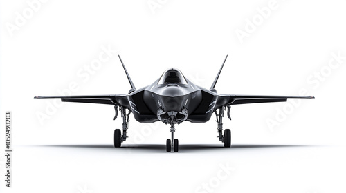 F 35 Lightning II Stealth Fighter Jet Front View on White Background