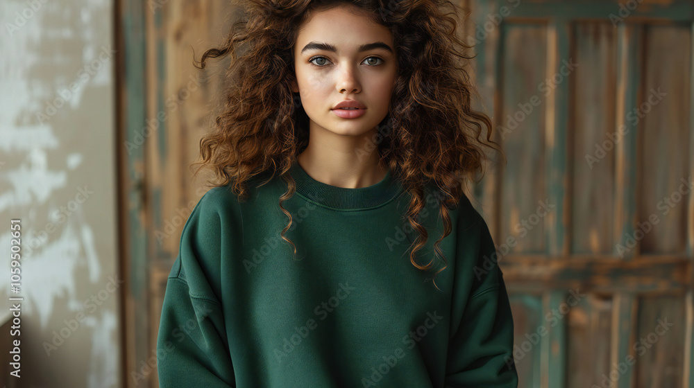 Fototapeta premium Forest Green Sweatshirt Mockup