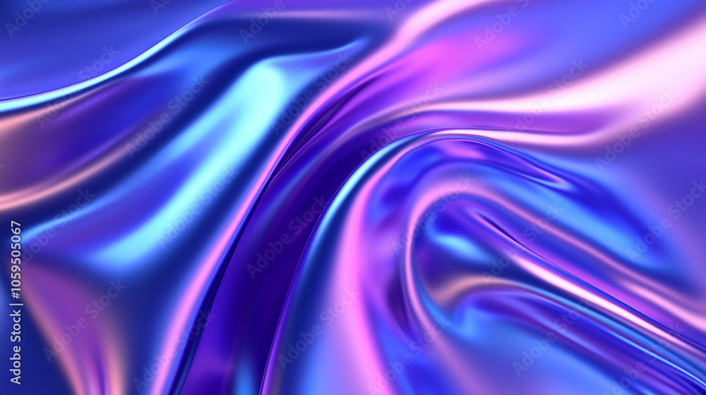 Obraz premium Abstract iridescent purple and blue flowing fabric.