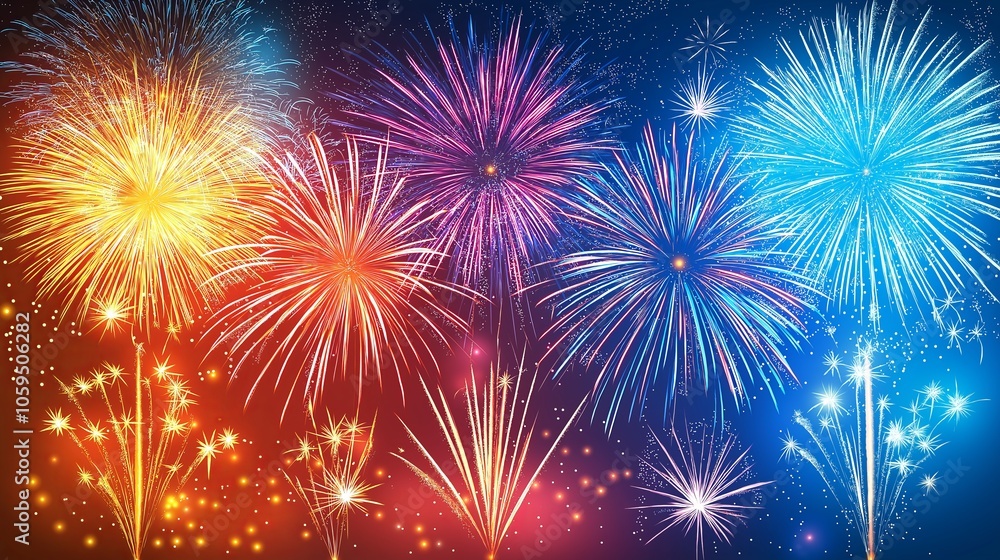 Fototapeta premium Colorful fireworks exploding in the night sky