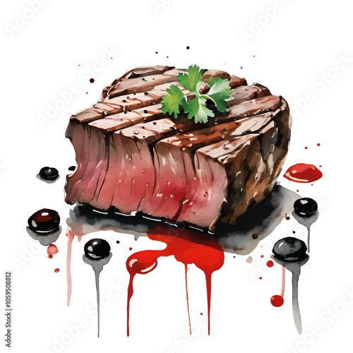 grilled steak illustration