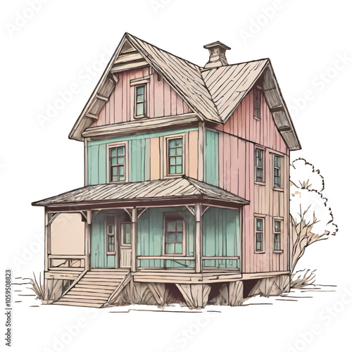 vintage countryside house vector