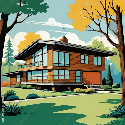 countryside residence illustration