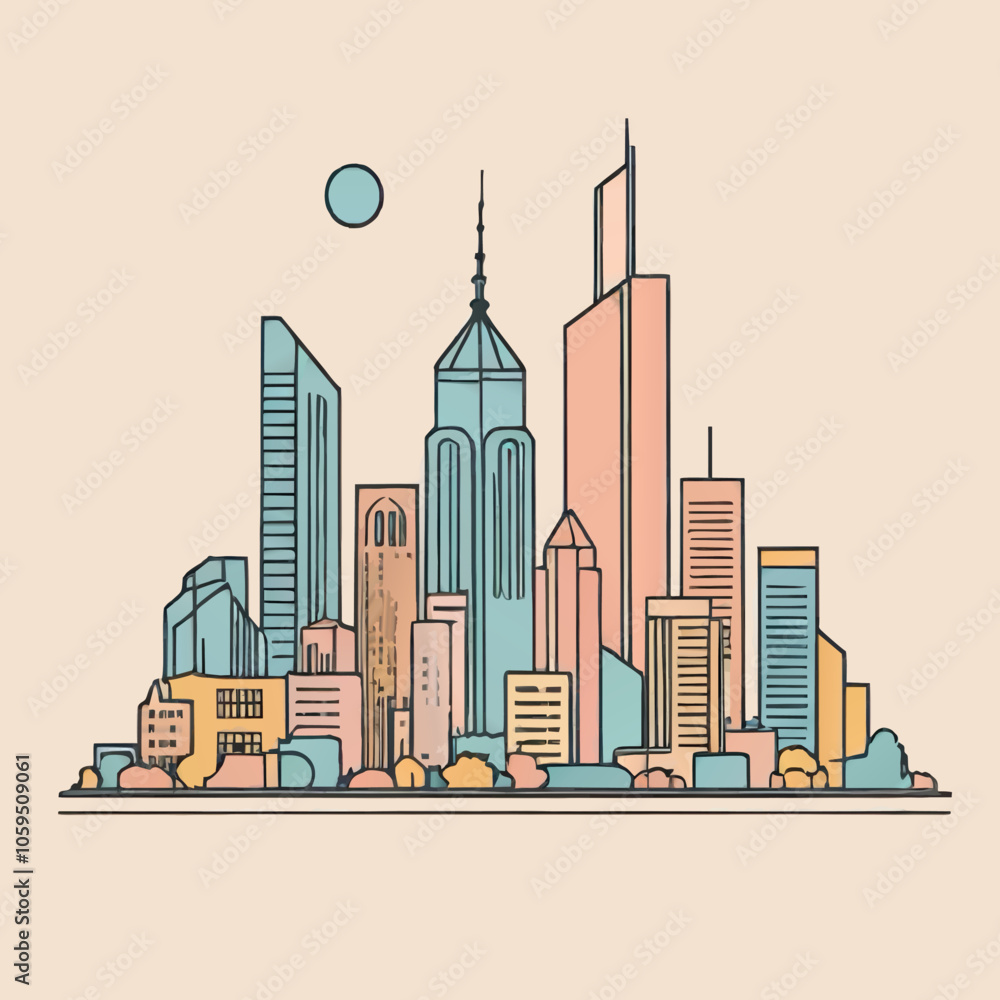 Obraz premium cityscape skyline cartoon vector