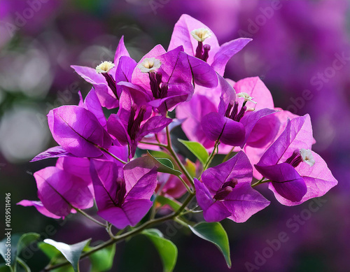 close up view of purple bougainvillea Alexandra - Latin name - Bougainvillea spectabilis Alexandra