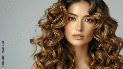 Beauty girl with long and shiny wavy Hair ,coloring and toning, shatush photo