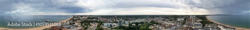 Aerial Panoramic View of Best British Tourist Attraction at Bournemouth City of England Great Britain UK. High Angle Footage was Captured with Drone's Camera from High Altitude on August 23rd, 2024