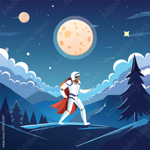 Illustration of the concept of brave knights at night