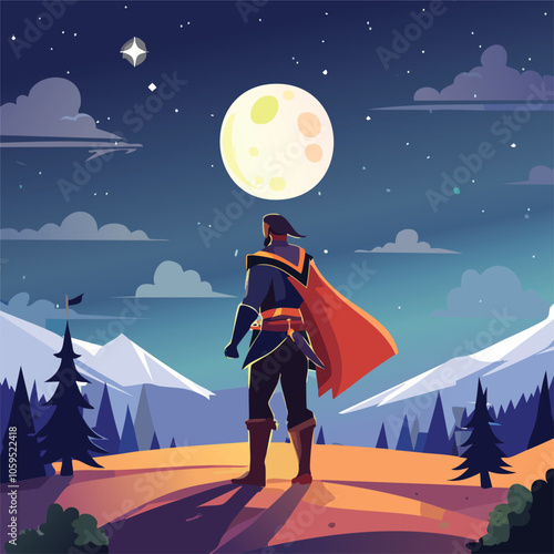 Illustration of the concept of brave knights at night