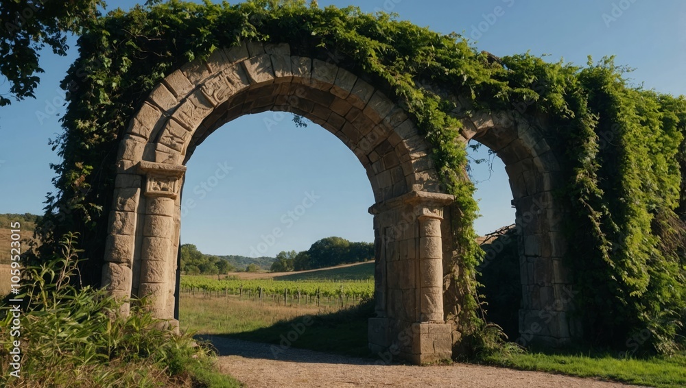 Obraz premium antique arch overgrown with grass