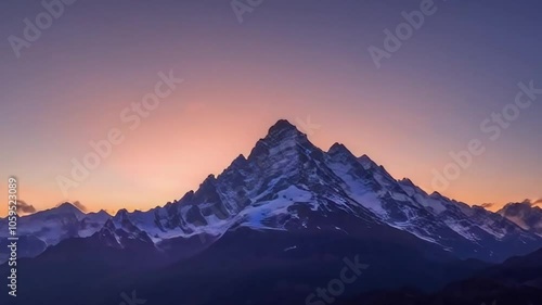 Triglav Aerial view of High Mountain Peak toward sunrise and clouds in the Triglav National Park at sunset