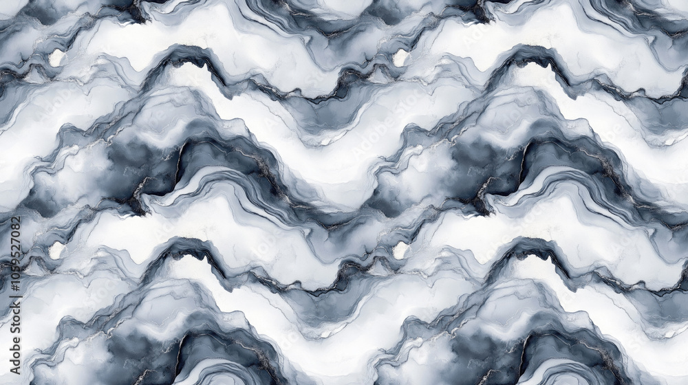 Obraz premium Seamless gray marble ink pattern on a white watercolor background chaotic organic design ideal for bath product packaging