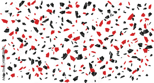 Party streamers, red black confetti ribbons, Festive overlay, Colorful explosion confetti, serpentine, Concept for party and celebration. 