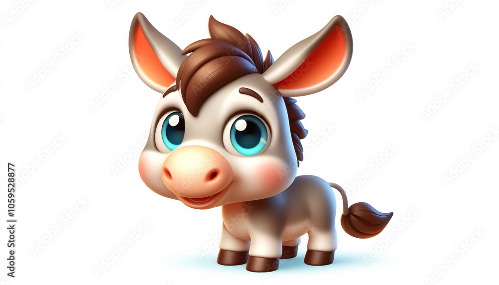 Obraz premium Funny donkey cartoon. Domestic animals for children's illustrations