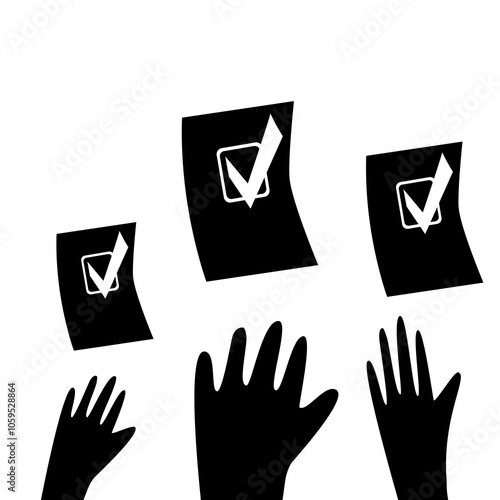 Man's hand with a voting ballot.