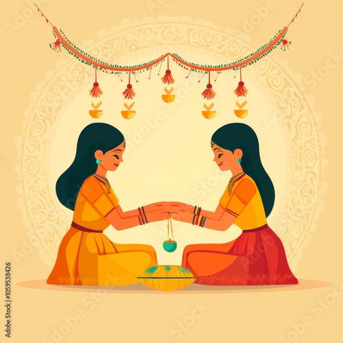 Indian festival happy bhai dooj concept. Rakhi celebration in india vector illustration design.
 photo