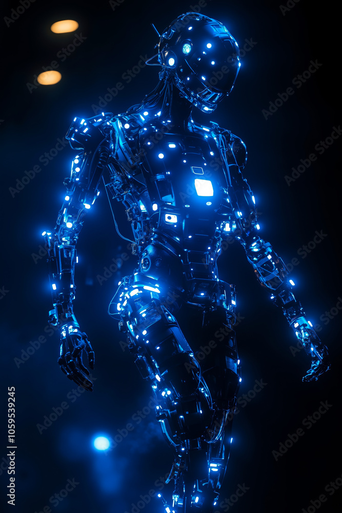 Fototapeta premium A robot that is standing in the dark