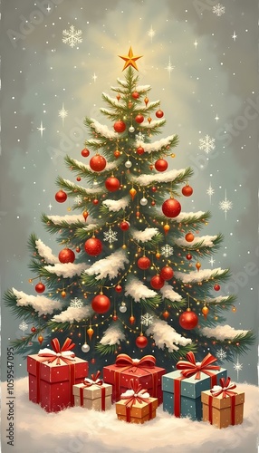 Merry Christmas design with Xmas tree