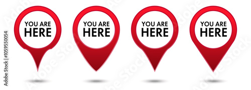 You are here map pointer icon set red color. GPS location symbol vector