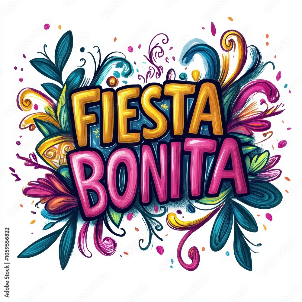 Obraz premium Fiesta Bonita Decorative Typography Design 
