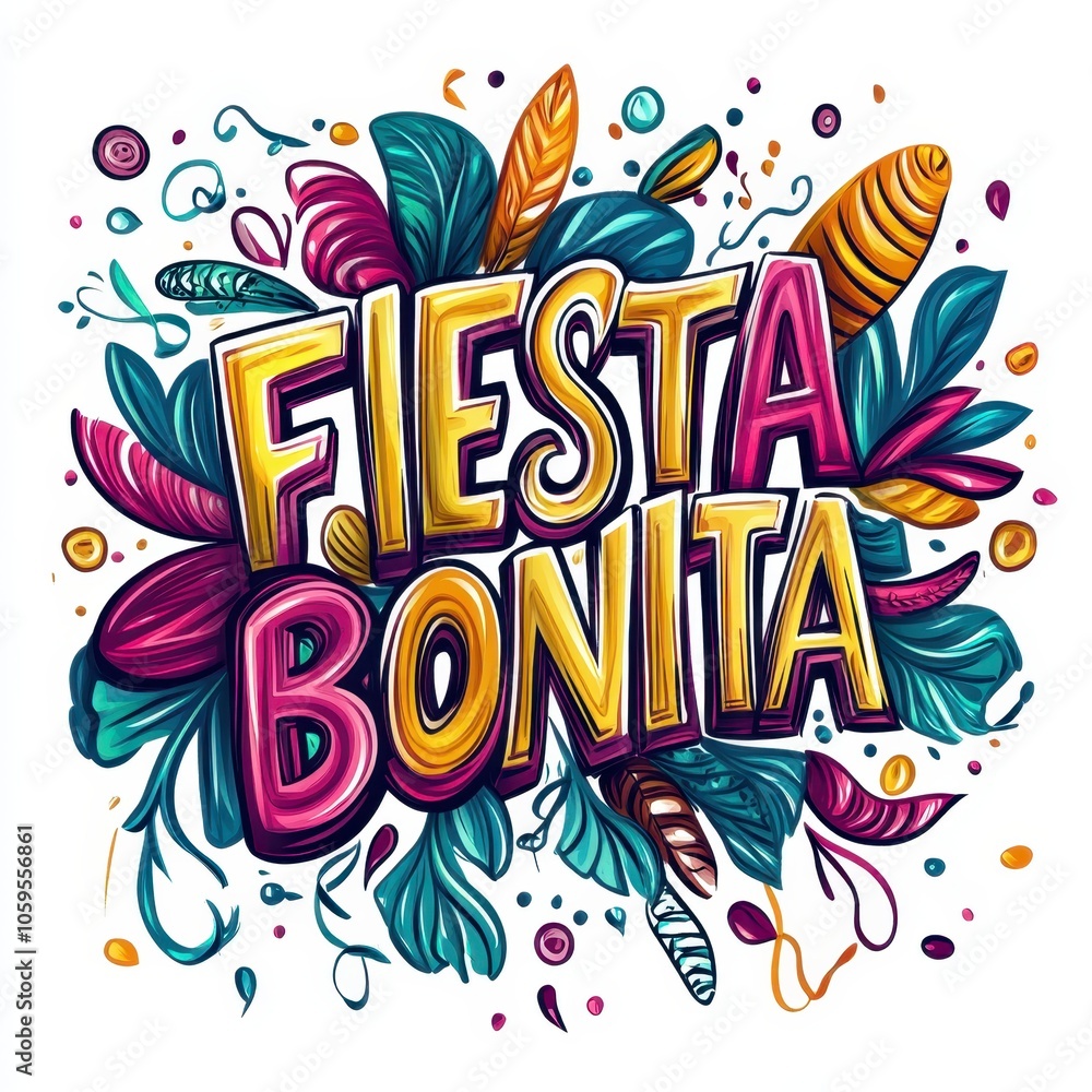 Fototapeta premium Fiesta Bonita Decorative Typography Design 