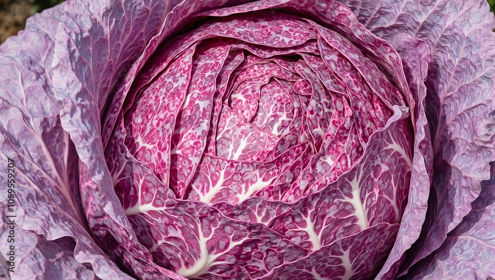 Obraz premium Fresh red cabbage with rich color and intricate veins vibrant and healthy