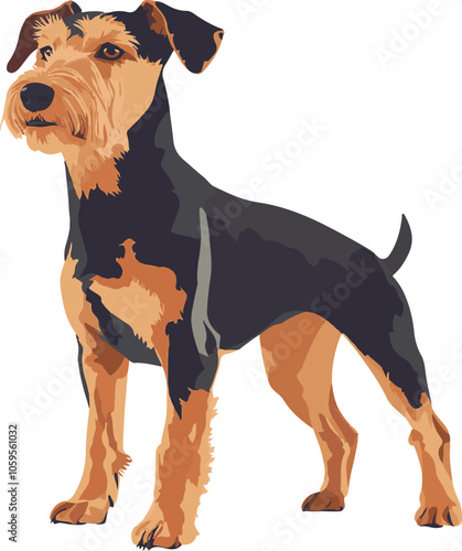 simple vector airedale terrier clipart