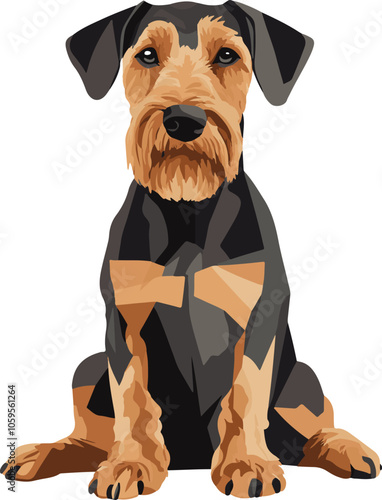 simple vector airedale terrier clipart
