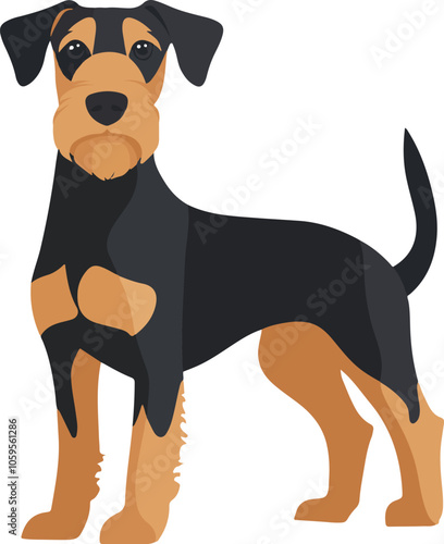 simple vector Airedale Terrier clipart