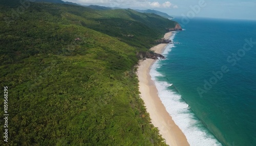 An aerial view of Danushkodi's coastline showcasing its unique geographical features photo