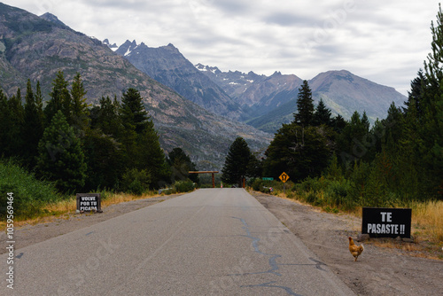 Remote Road in Patagonia with a Quirky Sign photo