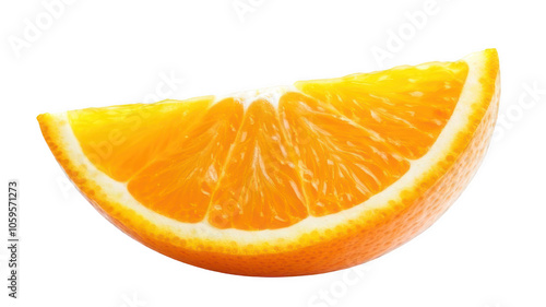 Photo of a fresh orange slice, bright and juicy, highly detailed texture, perfect for healthy food themes, transparent background, isolated png photo