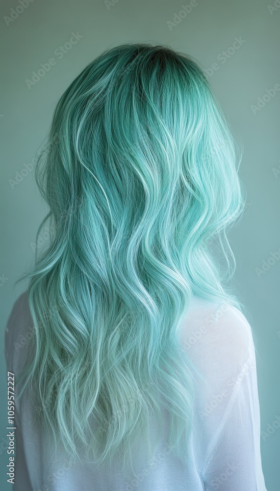 Naklejka premium Gradient from blue to mint green with a subtle grainy texture, evoking a cool, refreshing feel