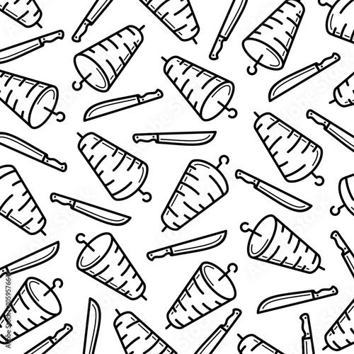 Kebab background, pattern set. Collection icon kebabs. Vector