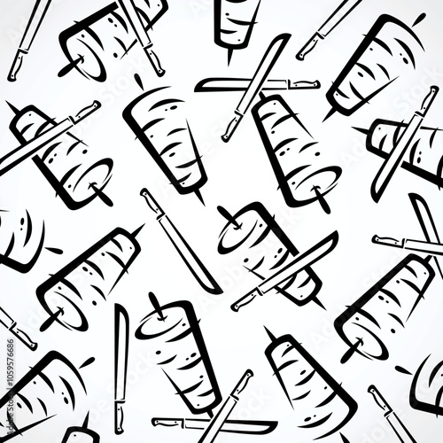 Kebab background, pattern set. Collection icon kebabs. Vector