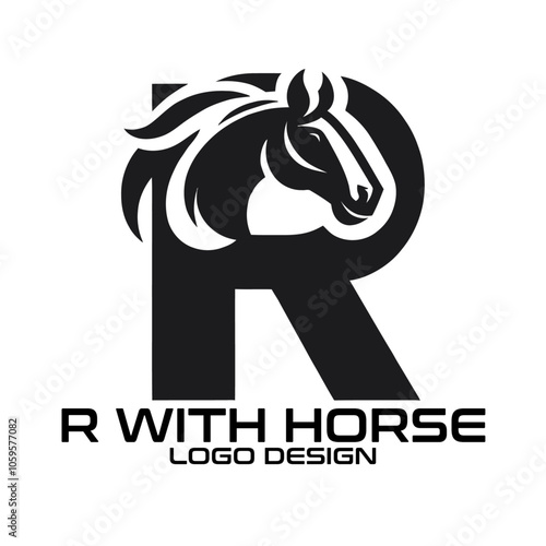 R With Horse Vector Logo Design