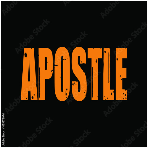 Black Background with the Word "Apostle" in Orange Block Letters