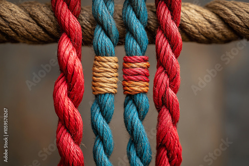 an Inca quipu, showcasing knotted cords used for communication. photo