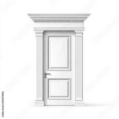 Wallpaper Mural Elegant white door with ornate trim on a white isolated background. Torontodigital.ca