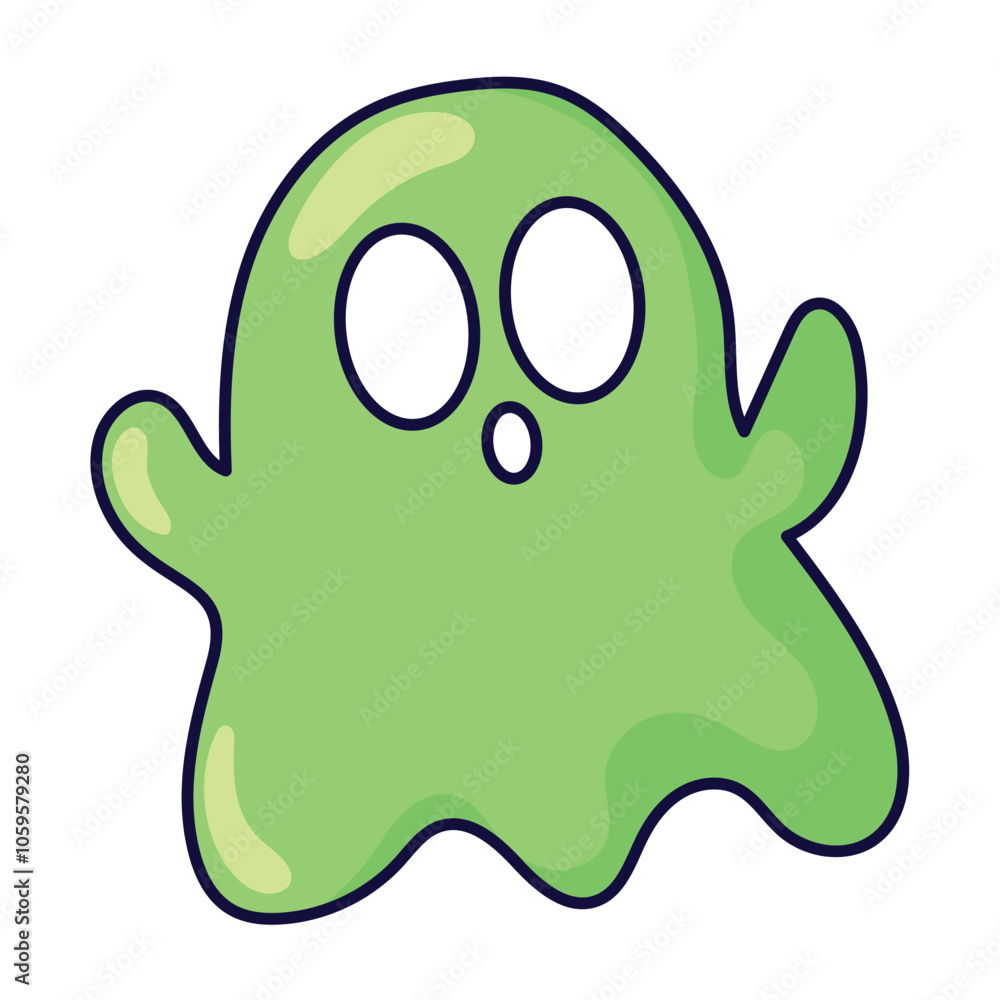 Fototapeta premium Cute green ghost , Halloween decor Vector