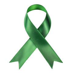 Green ribbon for mental health awareness, cut out transparent