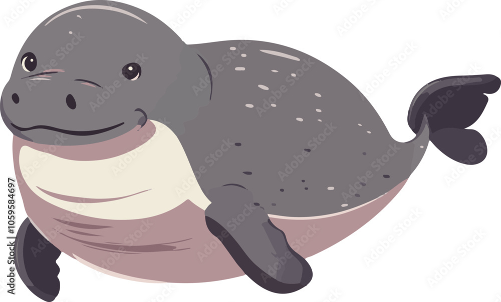 Obraz premium simple vector sea cow clipart