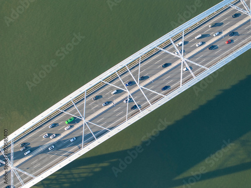 Highway bridge on the lake photo